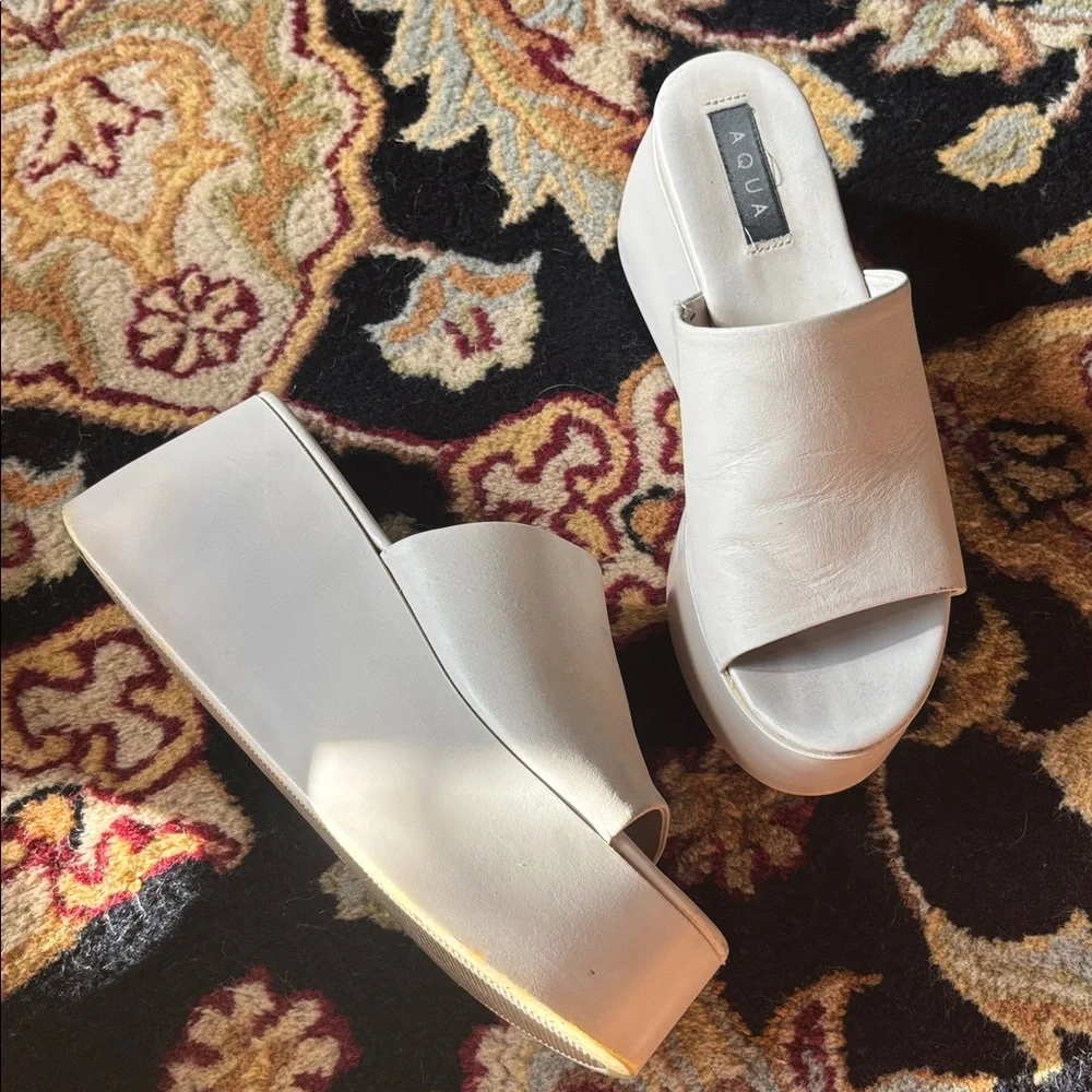 Aqua Gigi off white cream platform slides 9 90s y2k